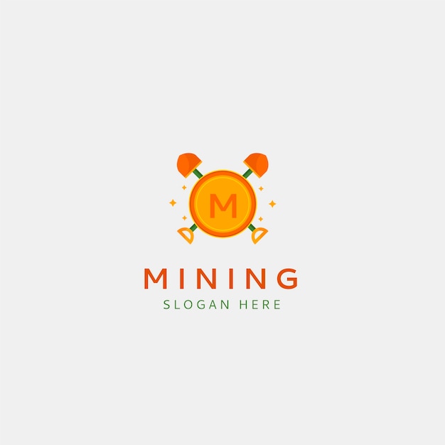 Plantilla de logotipo de minería de diseño plano