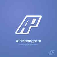 Vector gratuito plantilla de logotipo de monograma ap degradado