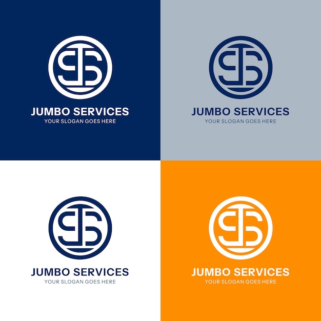 Plantilla de logotipo de monograma js de diseño plano