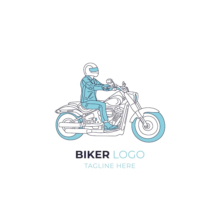 Vector gratuito plantilla de logotipo de motociclista dibujado a mano