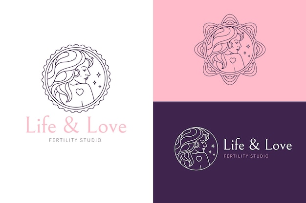 Plantilla de logotipo de mujer plana lineal