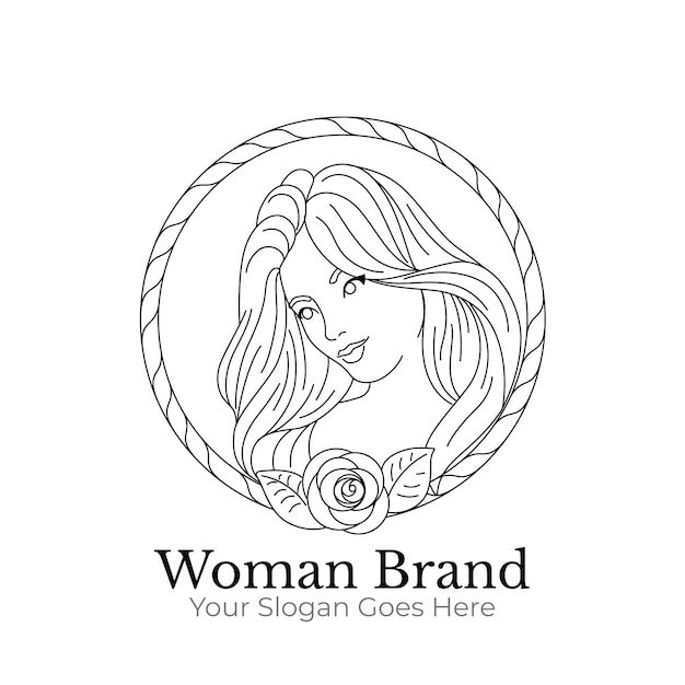 Plantilla de logotipo de mujer plana lineal