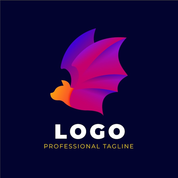 Vector gratuito plantilla de logotipo de murciélago creativo de color degradado