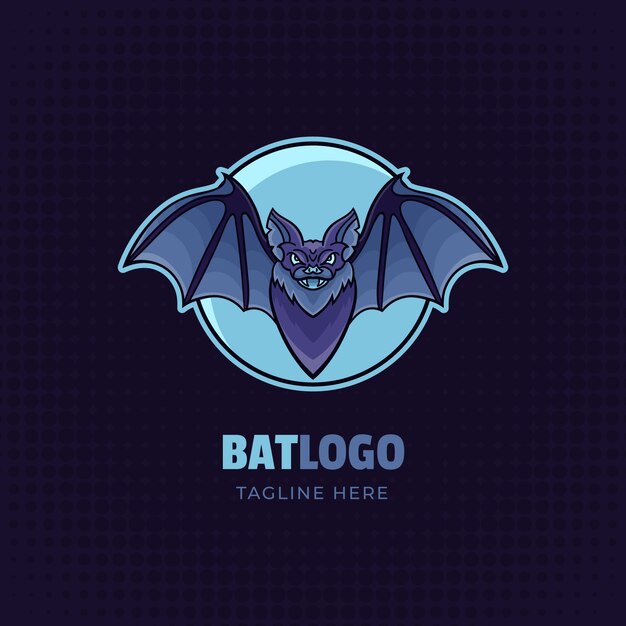 Plantilla de logotipo de murciélago dibujado a mano