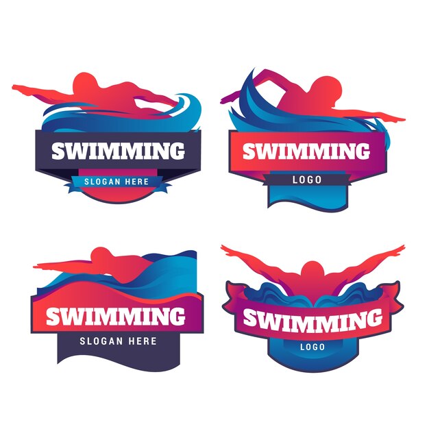 Plantilla de logotipo de natación degradado