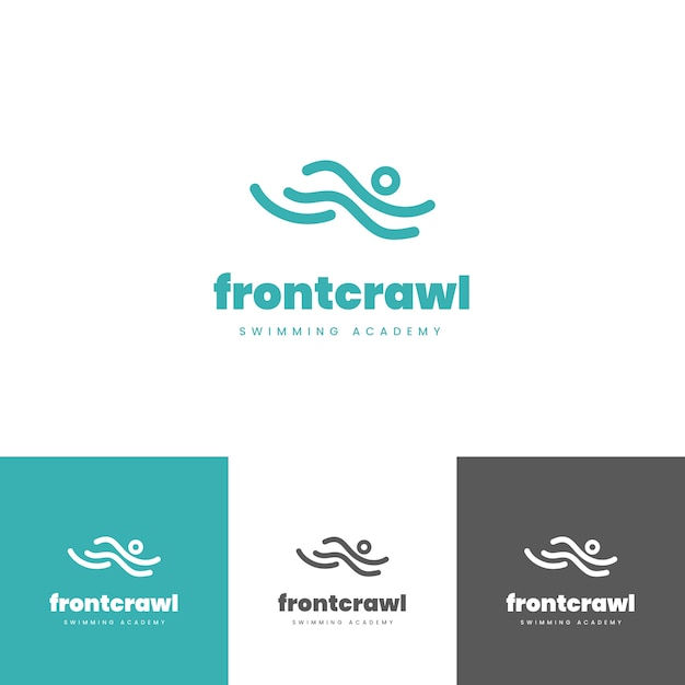 Plantilla de logotipo de natación de diseño plano