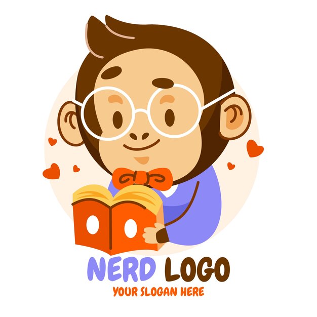Plantilla de logotipo de nerd creativo de diseño plano