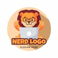 Vector gratuito plantilla de logotipo de nerd creativo de diseño plano