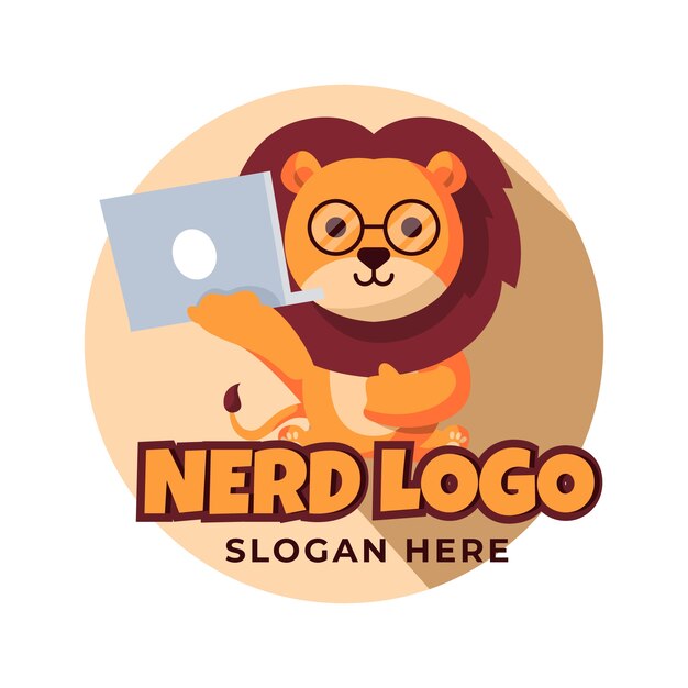 Plantilla de logotipo de nerd creativo de diseño plano