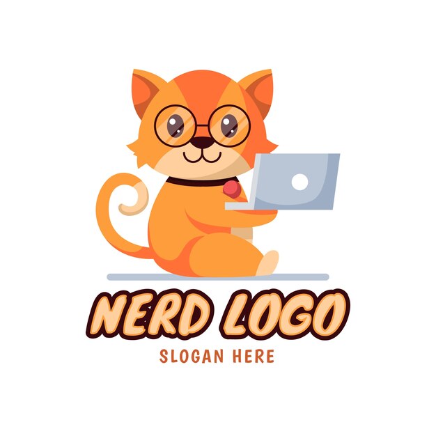 Plantilla de logotipo de nerd creativo de diseño plano