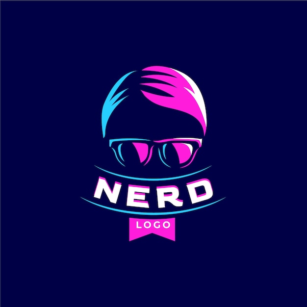 Plantilla de logotipo nerd dibujado a mano