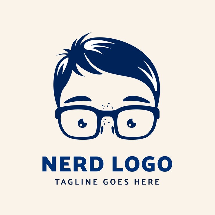Vector gratuito plantilla de logotipo de nerd de diseño plano