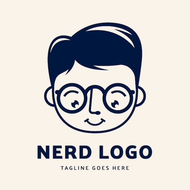 Plantilla de logotipo de nerd de diseño plano
