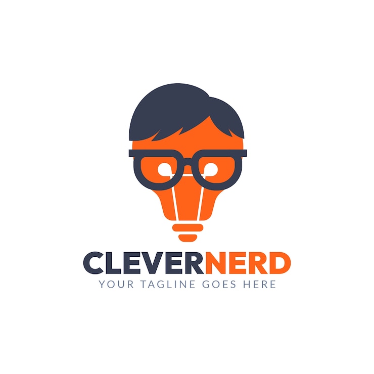 Vector gratuito plantilla de logotipo de nerd de diseño plano