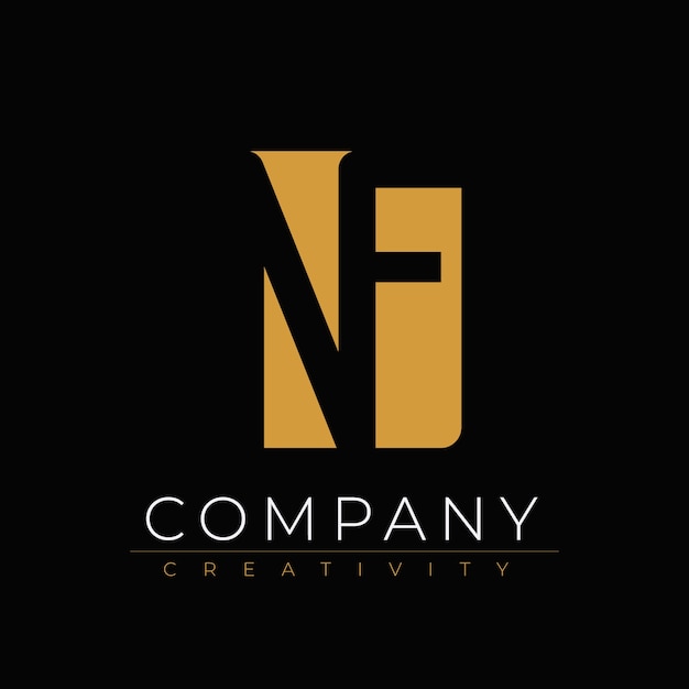 Plantilla de logotipo nf o fn de diseño plano
