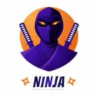 Vector gratuito plantilla de logotipo ninja en degradado