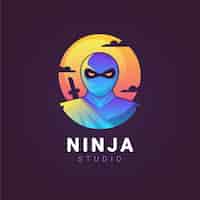 Vector gratuito plantilla de logotipo ninja en degradado