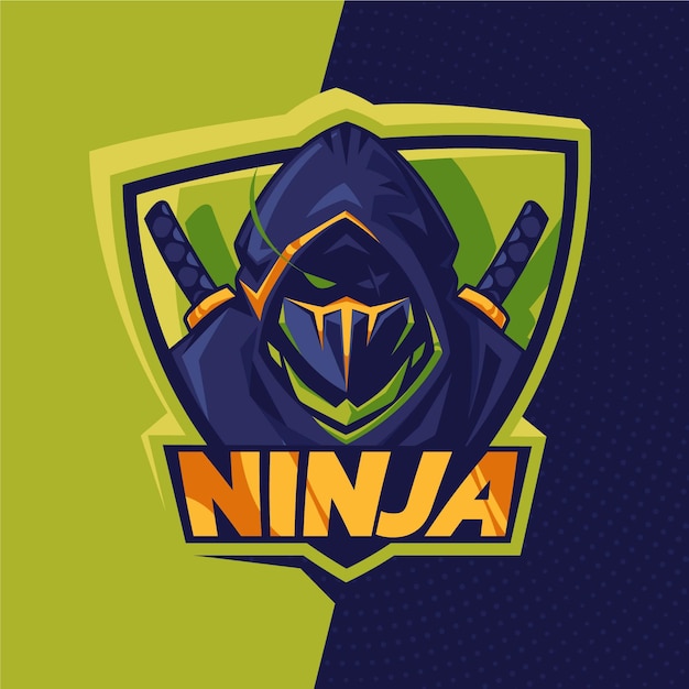 Plantilla de logotipo ninja detallada