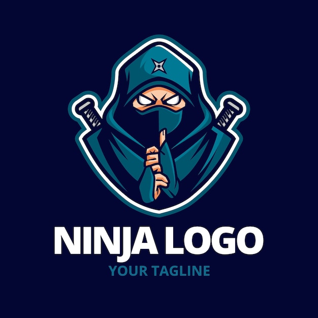 Vector gratuito plantilla de logotipo ninja con detalles