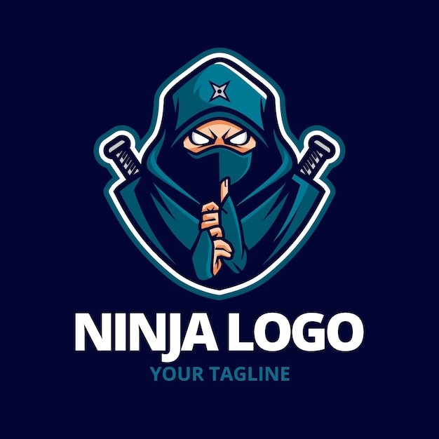 Plantilla de logotipo ninja con detalles