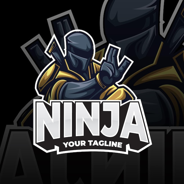 Plantilla de logotipo ninja con detalles