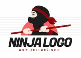 Vector gratuito plantilla de logotipo ninja en diseño plano