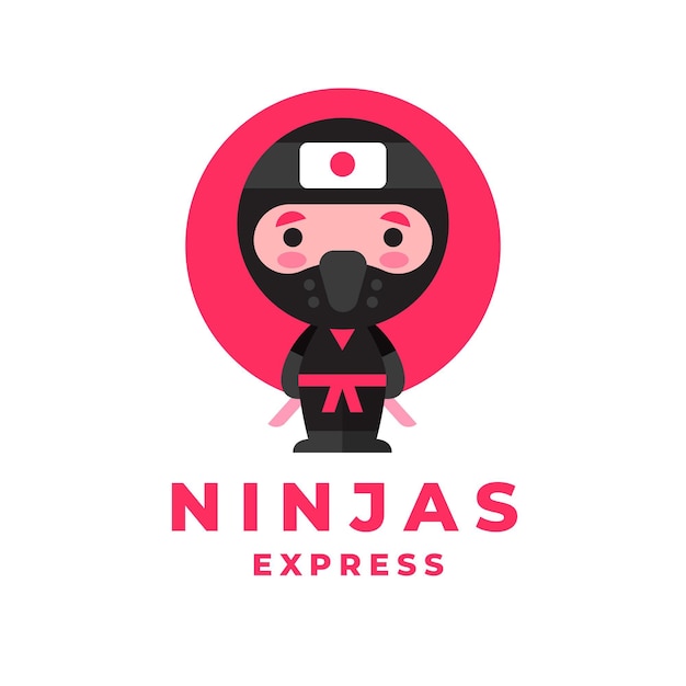 Vector gratuito plantilla de logotipo ninja en diseño plano