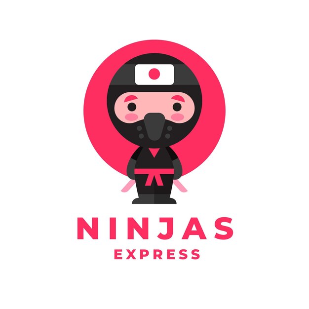 Plantilla de logotipo ninja en diseño plano