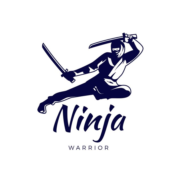 Plantilla de logotipo ninja en diseño plano