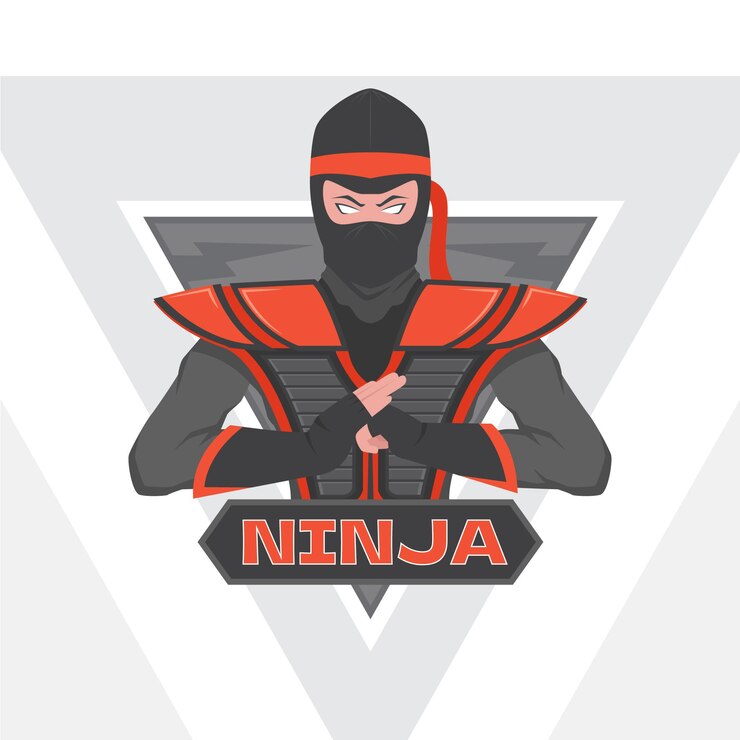 Vector gratuito plantilla de logotipo de ninja de diseño plano