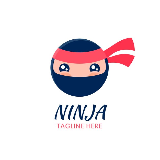 Plantilla de logotipo de ninja de diseño plano