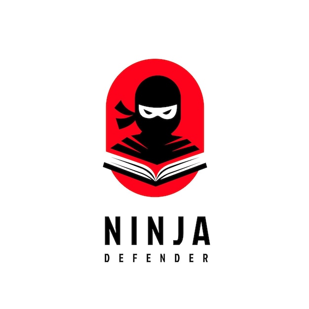 Plantilla de logotipo ninja en diseño plano