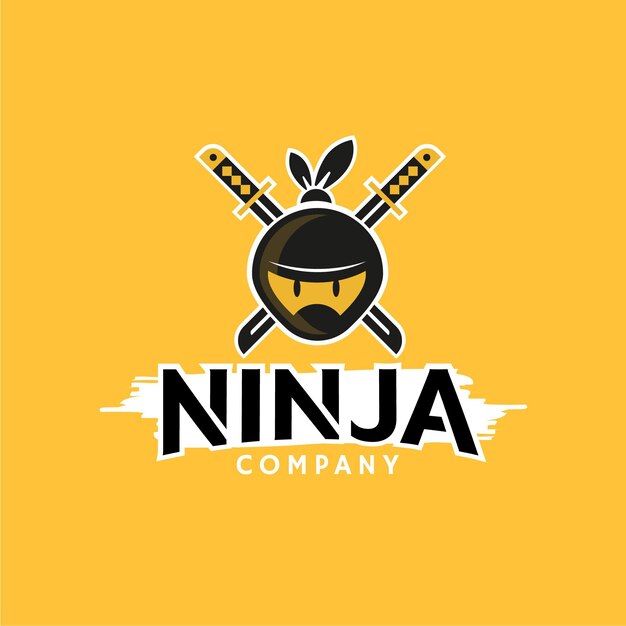 Plantilla de logotipo de ninja de diseño plano