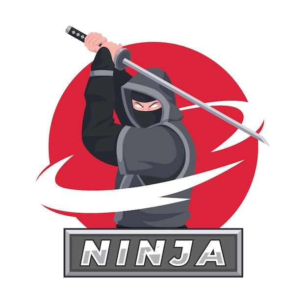 Plantilla de logotipo de ninja de diseño plano