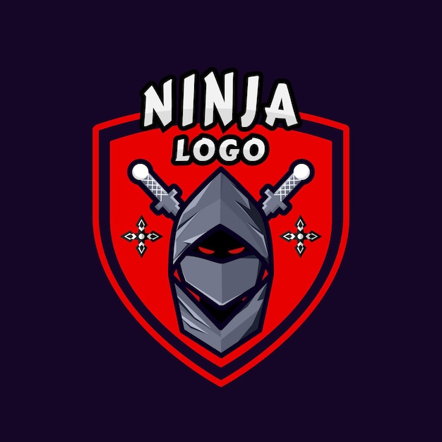 Plantilla de logotipo ninja en estilo plano