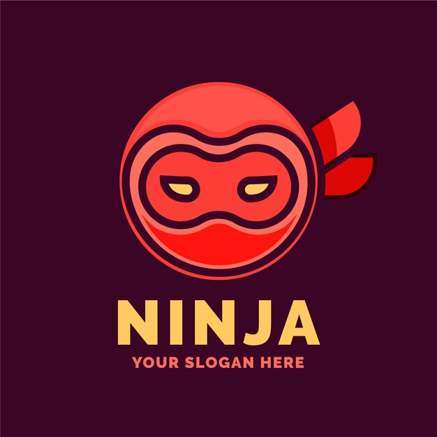 Plantilla de logotipo ninja en estilo plano