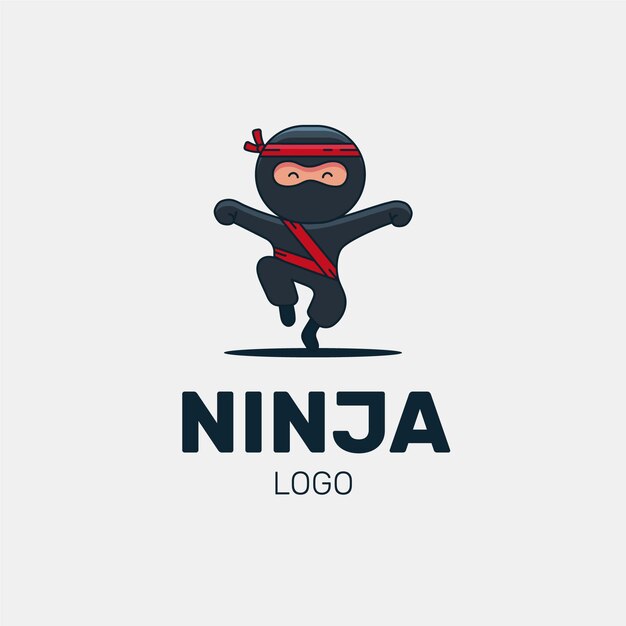 Plantilla de logotipo de ninja plano lineal