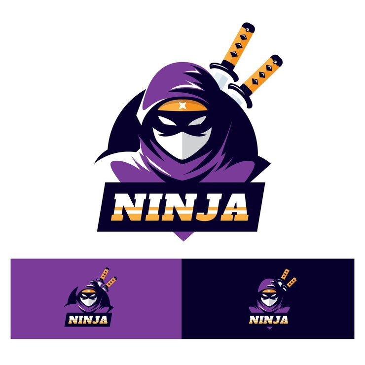 Vector gratuito plantilla de logotipo de ninja plano