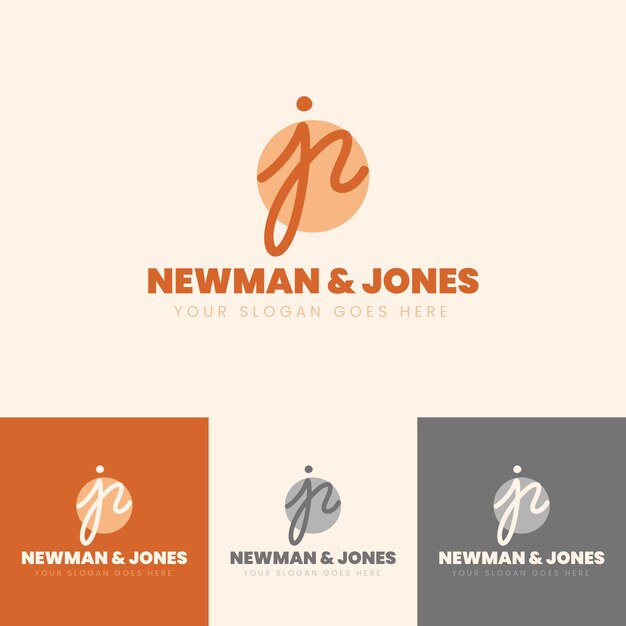 plantilla de logotipo de nj dibujada a mano