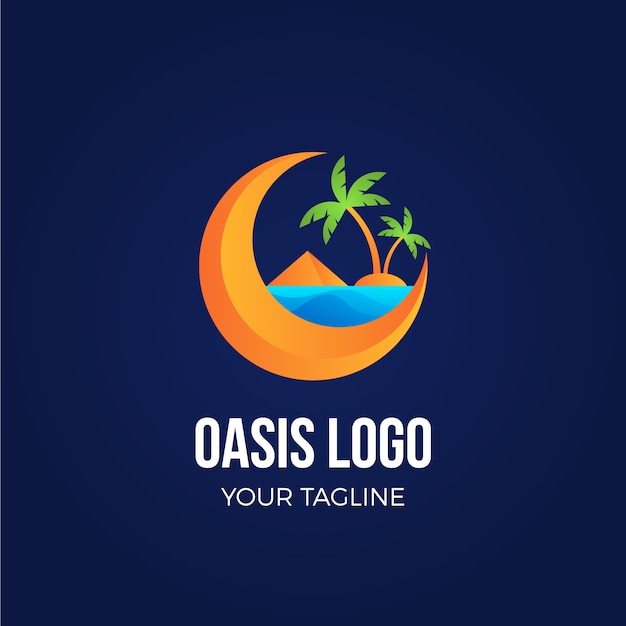 Vector gratuito plantilla de logotipo de oasis degradado