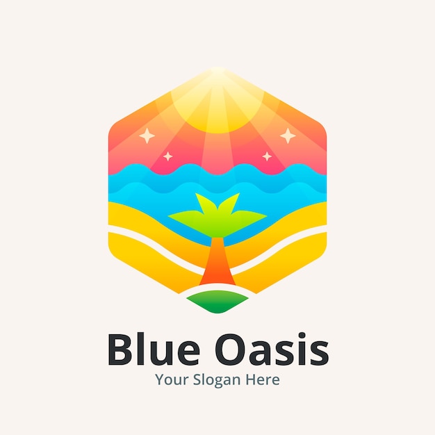Plantilla de logotipo de oasis degradado