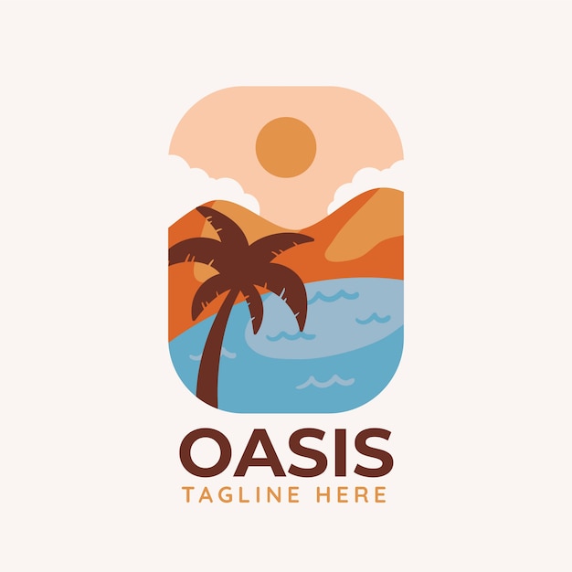 Plantilla de logotipo de oasis dibujado a mano