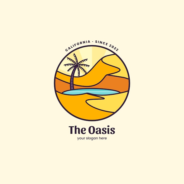 Vector gratuito plantilla de logotipo de oasis dibujado a mano