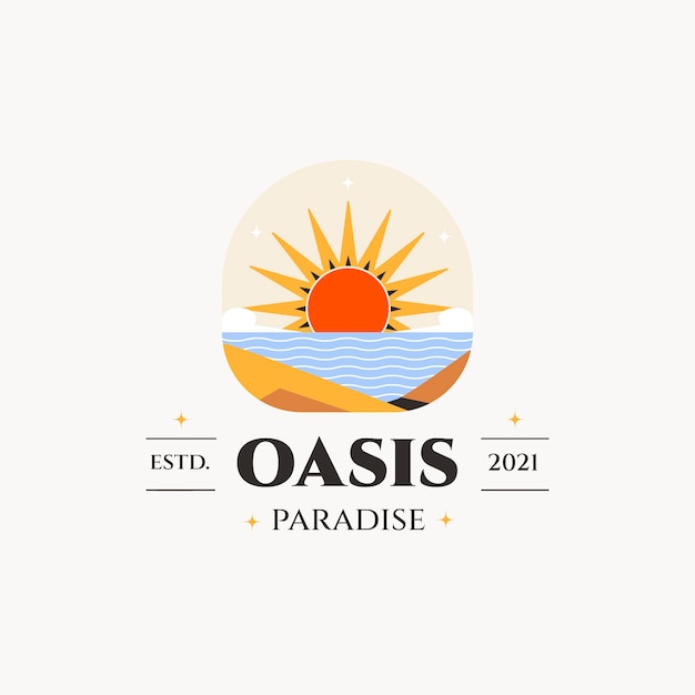 Plantilla de logotipo de oasis de diseño plano