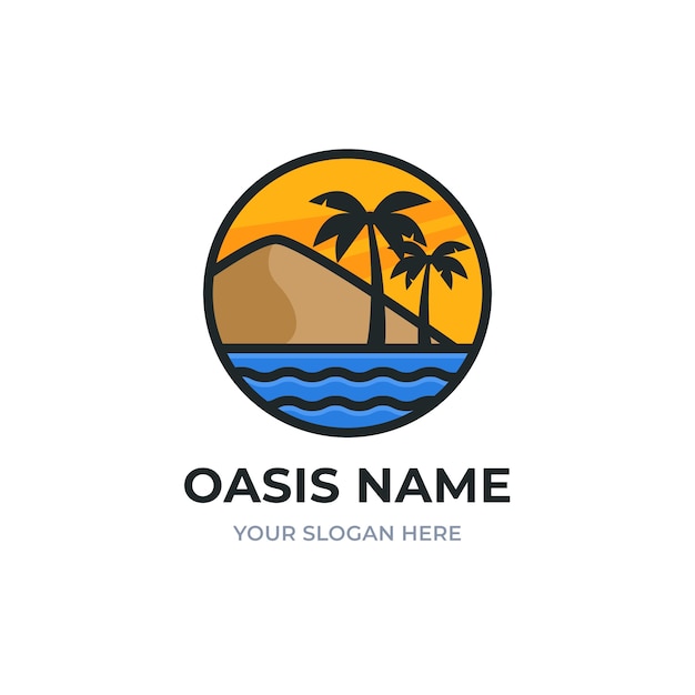 Plantilla de logotipo de oasis plano