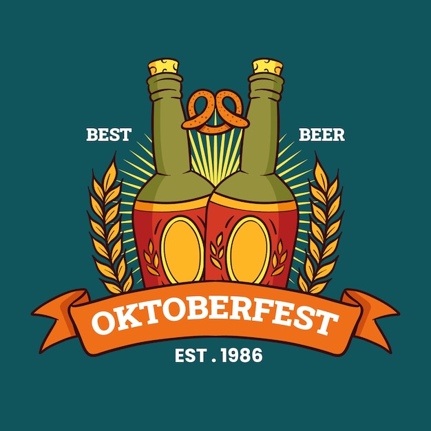 Vector gratuito plantilla de logotipo de oktoberfest dibujado a mano