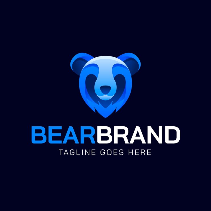 Vector gratuito plantilla de logotipo de oso degradado