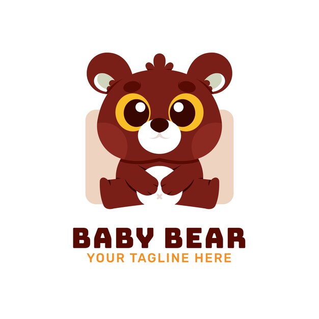 Plantilla de logotipo de oso de diseño plano