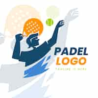 Vector gratuito plantilla de logotipo de pádel de diseño plano