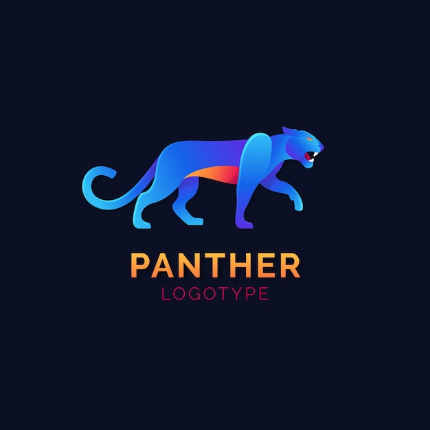 Plantilla de logotipo de pantera de color degradado